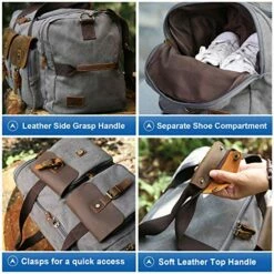 WOWBOX Duffle Bag Weekender Duffel Bag For Men And Women Genuine Leather Canvas Travel Overnight Carry On Bag With Shoes Compartment Grey -suitcase shop 518SUYhX2 L