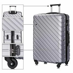 Apelila 5 Piece Luggage Sets,Travel Suitcase Spinner Hardshell Lightweight W/Free Suitcase Cover& Hanger (4PC Sliver W/Covers4+Hanger2+Backbag1) -suitcase shop 518xRPg7VUL 799441f8 4eea 471e 88ff 41707dc74cc7