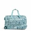 Vera Bradley Women's Recycled Lighten Up ReActive Foldable Duffel Rolling Suitcase, Cloud Floral, One Size