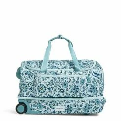 Vera Bradley Women's Recycled Lighten Up ReActive Foldable Duffel Rolling Suitcase, Cloud Floral, One Size