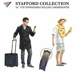 Travelers Club Luggage 16" Top Expandable Rolling Underseater W/USB Port, Blue Suitcase, Carry-On, Navy -suitcase shop 51ACjre7OiL