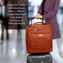 16.5" Underseat Women Luggage Carry On Suitcase - Small Rolling Tote Bag With Wheels (Orange) -suitcase shop 51B4qlCLb1L