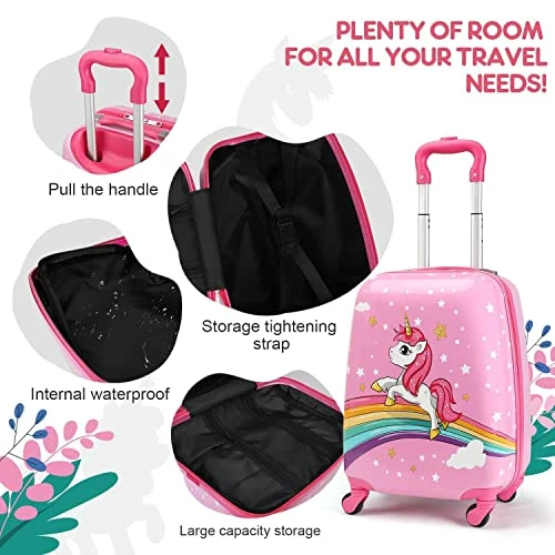 Emissary Kids Luggage With Wheels For Girls - 18” Unicorn Kids Suitcase With 14” Backpack - Kids Suitcases For Girls - Hard-Sided Rolling Kids Suitcase - Kids Carry On Luggage With Wheels 9 Emissary Kids Luggage With Wheels For Girls - 18” Unicorn Kids Suitcase With 14” Backpack - Kids Suitcases For Girls - Hard-Sided Rolling Kids Suitcase - Kids Carry On Luggage With Wheels - Image 7
