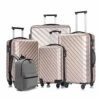 Apelila 5 Piece Luggage Sets,Travel Suitcase Spinner Hardshell Lightweight W/Free Suitcase Cover& Hanger (4PC Champagne Gold With Bag) 1 Apelila 5 Piece Luggage Sets,Travel Suitcase Spinner Hardshell Lightweight W/Free Suitcase Cover& Hanger (4PC Champagne Gold With Bag) -suitcase shop 51CrjFMvjuL