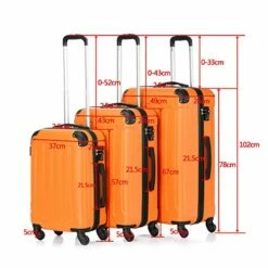 SSLine 3 Piece Luggage Sets Hardshell Spinner Luggages Swivel Wheels Suitcase Portable Rolling Trolley Case - 20" 24" 28" Spinner Suitcases Orange -suitcase shop 51CzMzS5gWL