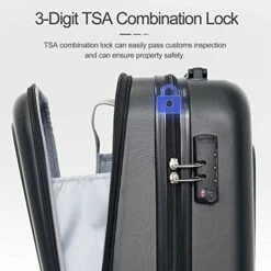 Ceilo ABS Hardside Luggage Sets With USB Interface Laptop Pocket,Lightweight Carry On Suitcase With TSA Lock&360°Spinner Wheels,Black,3-Piece Travel Luggage Set (20/24/28) -suitcase shop 51D1WAgoFkL