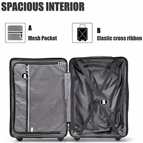 Hardshell Luggage Sets 3 PCS Spinner Suitcase With Tsa Lock Lightweight Black 4 Hardshell Luggage Sets 3 PCS Spinner Suitcase With Tsa Lock Lightweight Black - Image 2