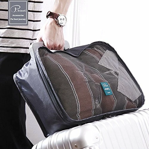 6 Set Packing Cubes Travel Luggage Organizer Waterproof Mesh Lightweight Suitcase Storage Bag Clothing Laundry Bag Shoe Bag (Grey) 4 6 Set Packing Cubes Travel Luggage Organizer Waterproof Mesh Lightweight Suitcase Storage Bag Clothing Laundry Bag Shoe Bag (Grey) - Image 2