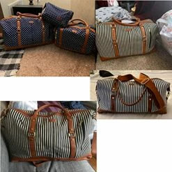 BAOSHA HB-14 Canvas Travel Tote Duffel Bag Carry On Weekender Overnight Bag Oversized For Women And Ladies (Black Dot) -suitcase shop 51E6PFdJNKS