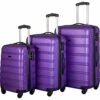 Expandable 3 Piece Luggage Sets Hardside Durable Suitcase With Spinner Wheels TSA Lock, 3 Pcs Carry On Case Travel Home Outdoor School Lightweight Trolley Case ( 20" 24" 28" Purple) -suitcase shop 51EwbzhECsS