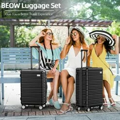 BEOW Expandable Luggage Sets Clearance 3 Piece Hardshell Lightweight PC+ABS Suitcase Spinner Wheels TSA Lock Black -suitcase shop 51FFu81CkiL