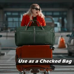 Gonex 100L Foldable Travel Duffel Bag For Luggage Gym Sports, Lightweight Travel Bag With Big Capacity, Water Repellent (Dark Green) -suitcase shop 51G 5uwlW4L