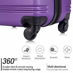 Expandable 3 Piece Luggage Sets Hardside Durable Suitcase With Spinner Wheels TSA Lock, 3 Pcs Carry On Case Travel Home Outdoor School Lightweight Trolley Case ( 20" 24" 28" Purple) -suitcase shop 51G aBkgjFS