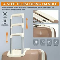 Joyway 20" Carry-On Suitcases & 14" Cosmetic Bag & 7" Small Bag, Lightweight Polypropylene Carrying Case With TSA Lock, Rigid Luggage With Swivel Wheels (Chocolate Color, 20in Carry-On) -suitcase shop 51G7nNedyzL