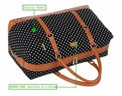 BAOSHA HB-14 Canvas Travel Tote Duffel Bag Carry On Weekender Overnight Bag Oversized For Women And Ladies (Black Dot) -suitcase shop 51GmhHgrBzL