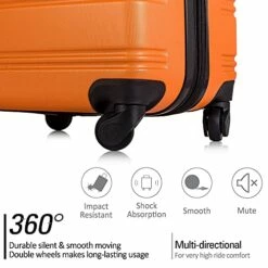 Expandable 3 Piece Luggage Sets Hardside Durable Suitcase With Spinner Wheels TSA Lock, 3 Pcs Carry On Case Travel Home Outdoor School Lightweight Trolley Case ( 20" 24" 28" Orange) -suitcase shop 51GnHZgetHS