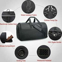 Garment Bags Convertible Suit Travel Bag With Shoes Compartment Waterproof Large Carry On Duffel Bags Garment Weekender Bag For Men Women Black -suitcase shop 51HDjF P3SL