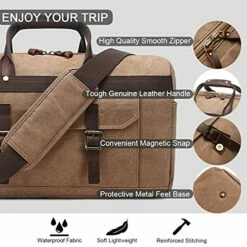 Duffle Bag For Men Waterproof Genuine Leather Canvas Travel Duffel Bags For Women Overnight Weekender Bag For Traveling, Brown 12 Duffle Bag For Men Waterproof Genuine Leather Canvas Travel Duffel Bags For Women Overnight Weekender Bag For Traveling, Brown -suitcase shop 51HOfVk3pKS