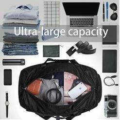 Duffel Bags For Traveling, 65L Carry On Foldable Weekender Overnight Bag For Men Women Waterproof Weekend Travel Duffle Bags With Shoe Compartment,Black -suitcase shop 51IqWnfu FL