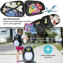 Kiddietotes Kids Carry-on Upright Luggage Suitcase And Backpack Set - Smooth Rolling Wheels - Penguin -suitcase shop 51Iv0pLNY1L