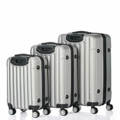 GOMHWAOL Luggage 3 Piece Set Suitcase ABS Material Hardshell Lightweight (Silver Gray) -suitcase shop 51JAn9CchzL 8a8050ab 0bba 4921 8f8d f9fc6dcb897b