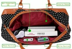 BAOSHA HB-14 Canvas Travel Tote Duffel Bag Carry On Weekender Overnight Bag Oversized For Women And Ladies (Black Dot) -suitcase shop 51JCUQvYjwL