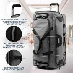 Travelpro Bold Drop Bottom Wheeled Rolling Duffel Bag, Grey/Black, 30-Inch -suitcase shop 51Jmhat5hKL