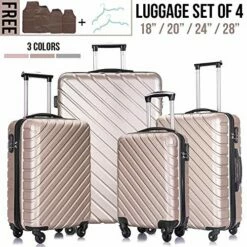 Apelila 5 Piece Luggage Sets,Travel Suitcase Spinner Hardshell Lightweight W/Free Suitcase Cover& Hanger (4PC Champagne Gold With Bag) -suitcase shop 51KAILMWkZL 3b597f8d f566 4a04 be30 2687ca0a8a21
