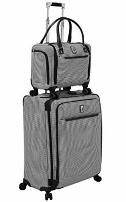 LONDON FOG Cambridge II 15-Inch 8 Wheel Under Seat Bag, Black White Houndstooth -suitcase shop 51KeAbca6kL