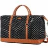 BAOSHA HB-14 Canvas Travel Tote Duffel Bag Carry On Weekender Overnight Bag Oversized For Women And Ladies (Black Dot) -suitcase shop 51MYukMlenL