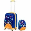 Goplus Kids Luggage Set, 12" & 18" Kids Carry On Luggage Set, Multi-directional Wheels Suitcase, Large Capacity Rolling Trolley Suitcase, Gift For Boys And Girls Toddlers Children Travel (Universe) -suitcase shop 51NCmJIA54L