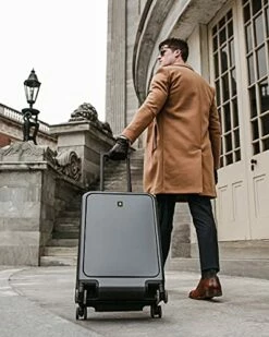 LEVEL8 Carry-On Luggage, Road Runner Pro 20” Lightweight PC Hardside Suitcase With USB Charging Port, Spinner Trolley For Luggage With Front Laptop Pocket, TSA Lock - Dark Grey, 20-Inch -suitcase shop 51Ny9MlWodS