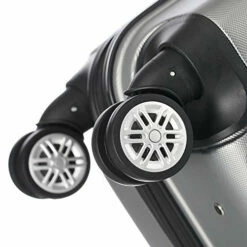 GOMHWAOL Luggage 3 Piece Set Suitcase ABS Material Hardshell Lightweight (Silver Gray) -suitcase shop 51OieRiyTvL