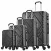 4PC Luggage Sets, ABS Hardshell Luggage Set Lightweight Hard Shell Travel Suitcases W/Spinner Wheels Free Suitcase Cover(18 20 24 28Inch) (Black) -suitcase shop 51PTLbM1AwL