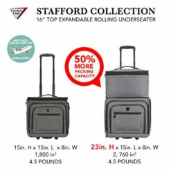 Travelers Club Luggage 16" Top Expandable Rolling Underseater W/USB Port, Dark Gray Suitcase, -suitcase shop 51Qnw2iu0gL
