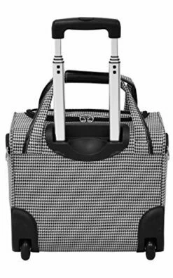 London Fog Cambridge Ultra-Lightweight 15inch 2-Wheel Under The Seat Bag, Black/White Houndstooth -suitcase shop 51RTzAtSaeL