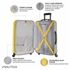 Nautica Hardside Carry On Luggage - 20 Inch Spinner Wheels Suitcase Lightweight Rolling Travel Bag For Under Seat, Yellow/Silver -suitcase shop 51RqYLeGYrL