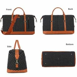 BAOSHA HB-14 Canvas Travel Tote Duffel Bag Carry On Weekender Overnight Bag Oversized For Women And Ladies (Black Dot) -suitcase shop 51RqhugovoS