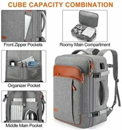 Carry On Backpack, Extra Large 40L Flight Approved Travel Backpack For Men & Women,Expandable Large Suitcase Backpacks With 4 Packing Cubes,Water Resistant Luggage Daypack Business Weekender Bag,Grey -suitcase shop 51S1PG3pegL