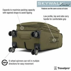 Travelpro Skywalk Limited 3 Piece Spinner Suitcase Set - Softside Expandable Travel Luggage With Spinning Wheels – Carry On & Checked Bags, Olive -suitcase shop 51SJCbu6KpL