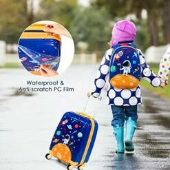 Goplus Kids Luggage Set, 12" & 18" Kids Carry On Luggage Set, Multi-directional Wheels Suitcase, Large Capacity Rolling Trolley Suitcase, Gift For Boys And Girls Toddlers Children Travel (Universe) -suitcase shop 51UARhgYyGL