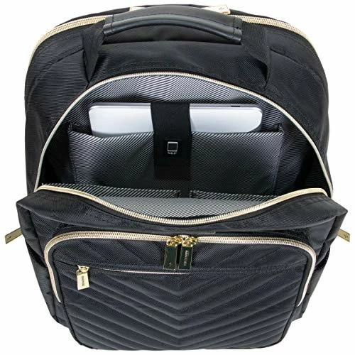 Kenneth Cole Reaction Women's Chelsea Luggage Chevron Softside 8-Wheel Spinner Expandable Suitcase Collection, Black, 2pc Bundle (Carry On+Backpack) 6 Kenneth Cole Reaction Women's Chelsea Luggage Chevron Softside 8-Wheel Spinner Expandable Suitcase Collection, Black, 2pc Bundle (Carry On+Backpack) - Image 4