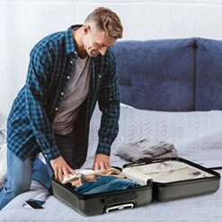 Large Capacity Maximum Allowance 22x14x9 Built-in TSA Airline Approved Delta United Southwest Carry On Luggage Trolley Rolling Suitcase Body Size 19.3x14x9in | Small Hard Shell Underseat Bag 16x10x8in -suitcase shop 51WK00tsvFL