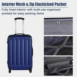 Goplus 3Pcs Luggage Set, Hardside Travel Rolling Suitcase, 20/24/28 Rolling Luggage Upright, Hardshell Spinner Luggage Set With Telescoping Handle, Coded Lock Travel Trolley Case (Dark Blue) -suitcase shop 51WM4v9qQZL