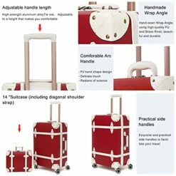 NZBZ Vintage Luggage Sets Of 4 Pieces, Carry On Cute Suitcase With Rolling Spinner Wheels TSA Lock Luggage 14"+20"+24"+28" (Cherry Red) -suitcase shop 51WfbZuXWES 94bea6e2 2ea6 4f08 9ea8 783a09d2d443