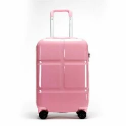 Suitcase, Lightweight, Large 28-Inch Hard-Shell Aluminum Alloy Suitcase, 4 Spinner Wheels, Abs Luggage Travel Trolley, Pink, 24 Inch