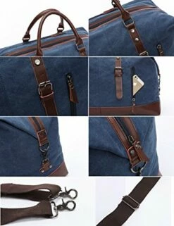 BAOSHA Oversized Canvas PU Leather Travel Tote Duffel Bag Weekender Overnight Bag (Black) 13 BAOSHA Oversized Canvas PU Leather Travel Tote Duffel Bag Weekender Overnight Bag (Black) -suitcase shop 51ZdASkwLYL