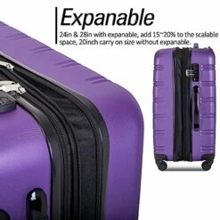 Expandable 3 Piece Luggage Sets Hardside Durable Suitcase With Spinner Wheels TSA Lock, 3 Pcs Carry On Case Travel Home Outdoor School Lightweight Trolley Case ( 20" 24" 28" Purple) -suitcase shop 51Zk YMcJ8S