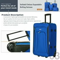 Flieks 5 Piece Luggage Set Deluxe Expandable Rolling Suitcase (blue&black) -suitcase shop 51ZqP5CYxmL