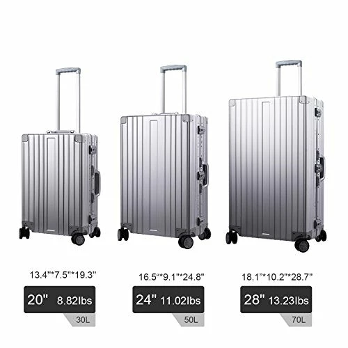 TRAVELKING All Aluminum Luggage Hard Shell Suitcase With Wheels Carry On Spinner Suitcase (Silver 20 Inch) 5 TRAVELKING All Aluminum Luggage Hard Shell Suitcase With Wheels Carry On Spinner Suitcase (Silver 20 Inch) - Image 3